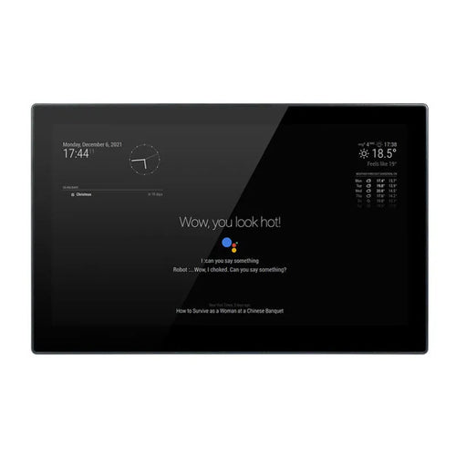 13.3-inch integrated touchscreen display unit with Raspberry Pi CM4 computer for voice assistant applications.