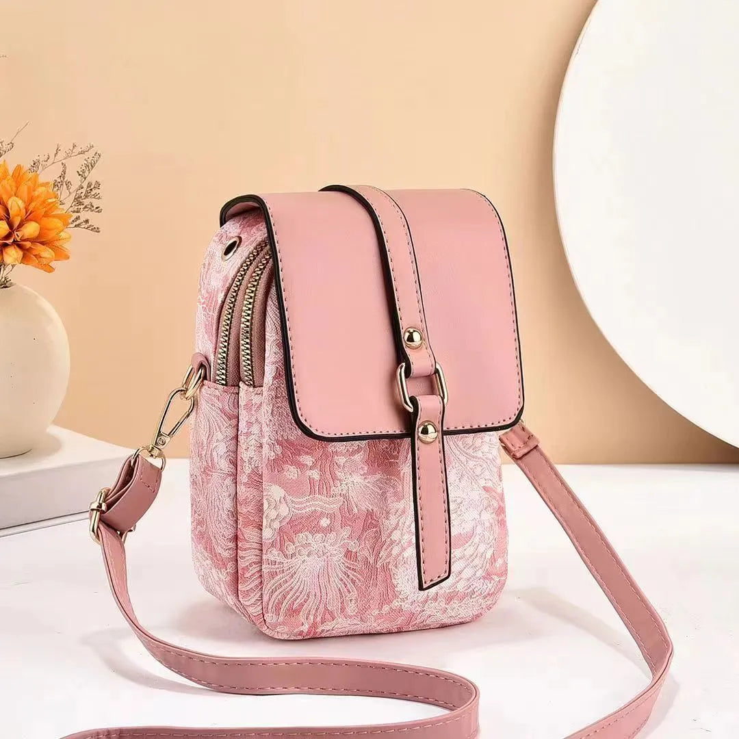 Women's PU multi-compartment bucket shoulder bag in black, 13x8x19cm with zipper closure
