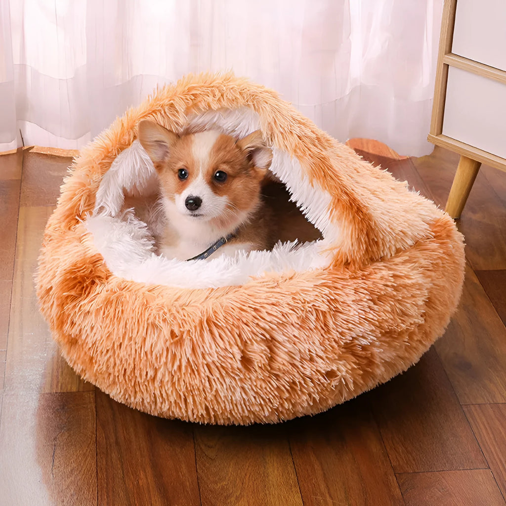 Waterproof cloth dog kennel in semi-enclosed design showing colour and size options