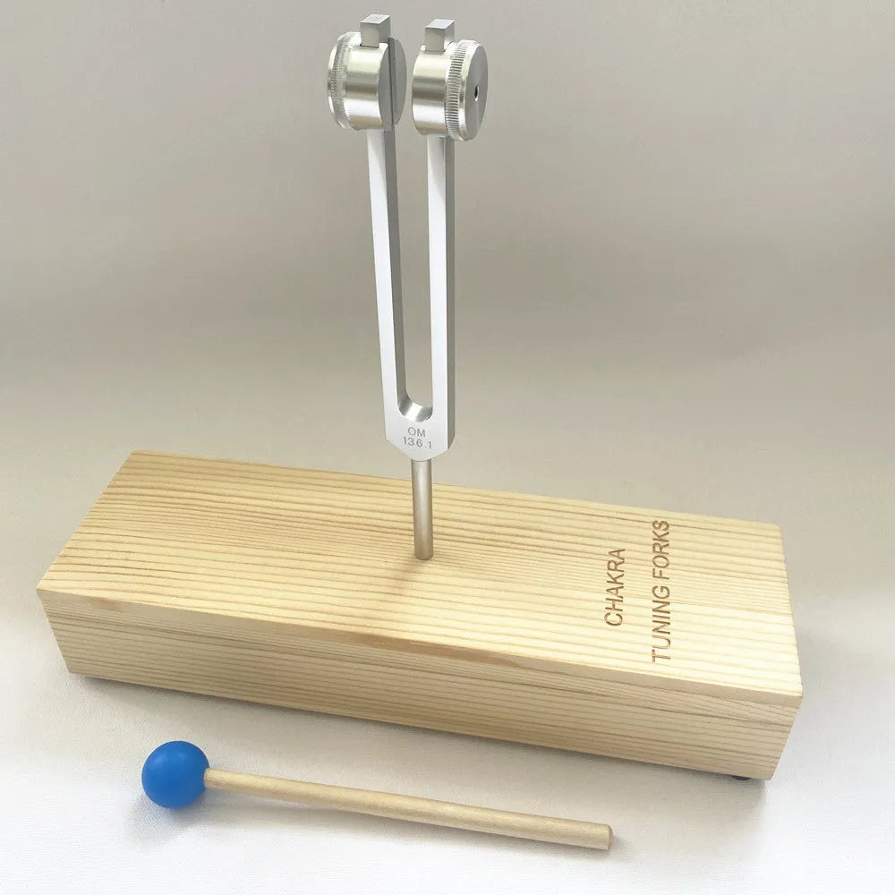 Aluminium alloy 432Hz tuning fork with speaker set in kraft paper box