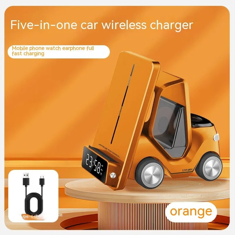 15W three-in-one wireless fast charging bracket in grey, white, yellow or orange colours