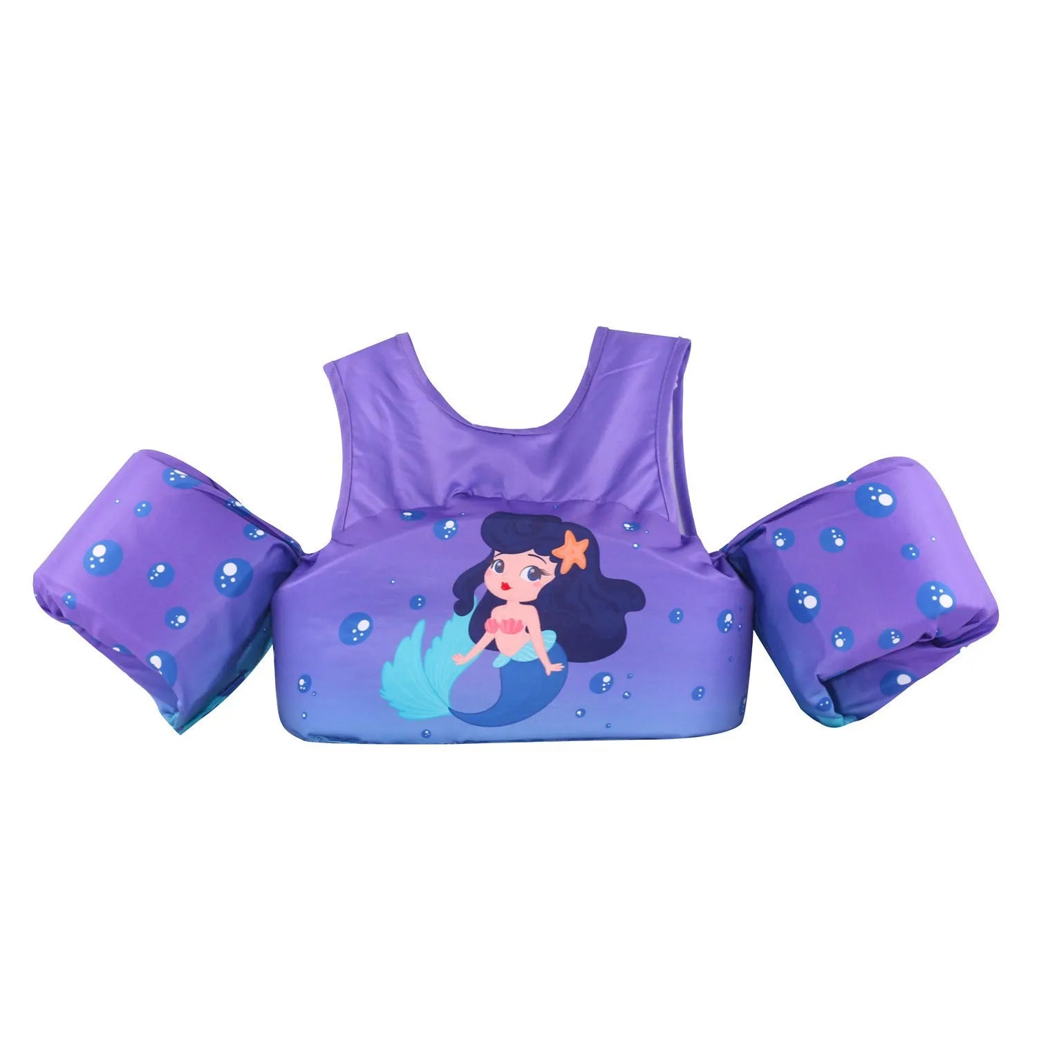Children's swimsuit with extended arm swimming ring in colourful cartoon designs