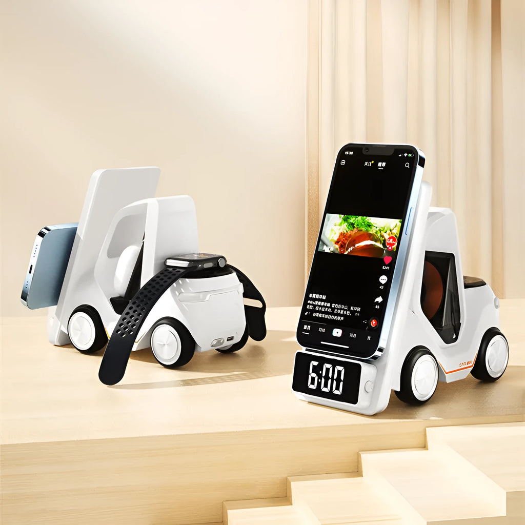15W three-in-one wireless fast charging bracket in grey, white, yellow or orange colours