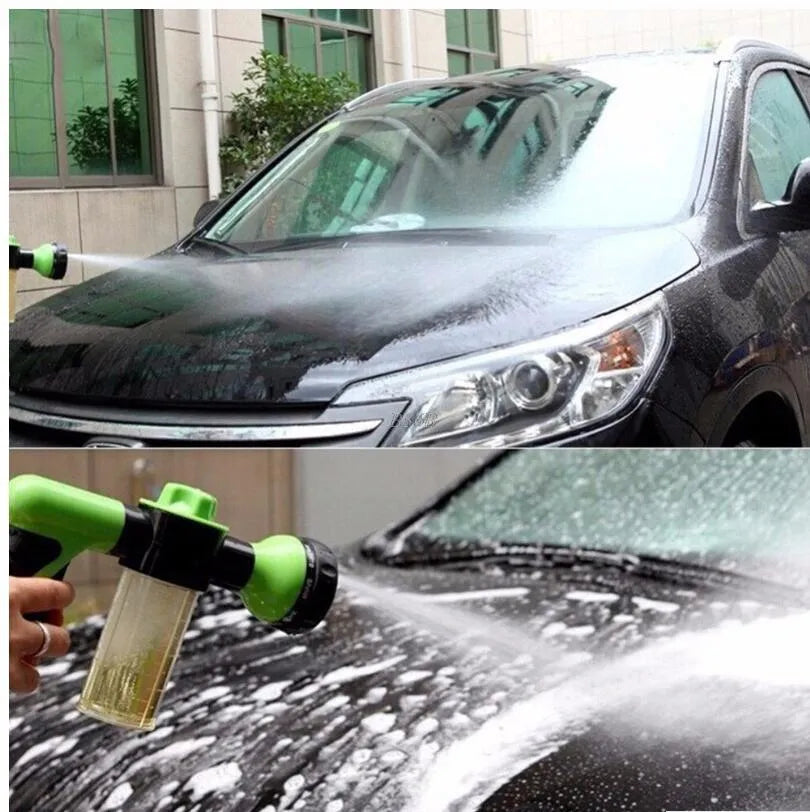 Green high pressure foam spray gun with adjustable nozzle for car washing and household cleaning tasks