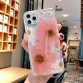 Floral print TPU back cover phone case for iPhone with large pink flower design