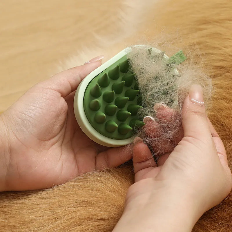 Handheld silicone pet hair remover and shampoo brush for dogs in four colour options