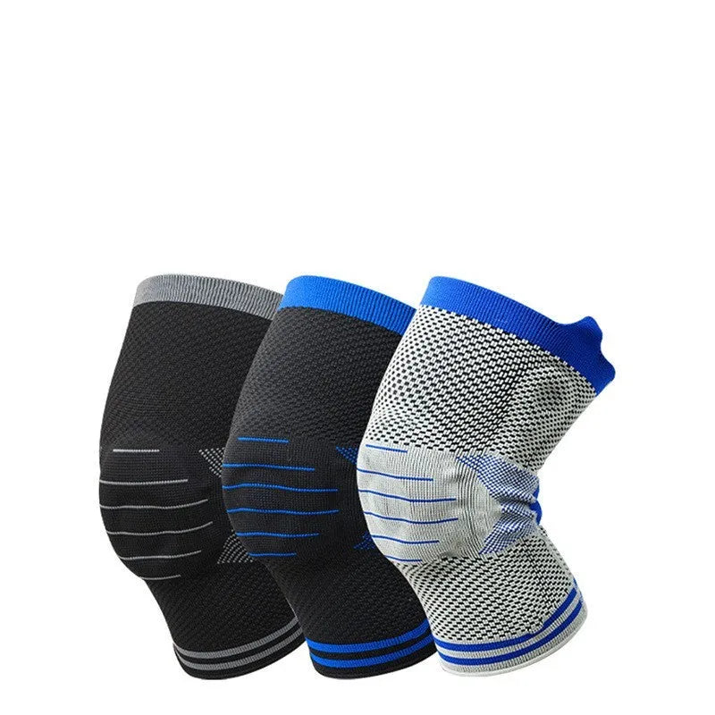 Silicone massage spring bar shock absorber knee protector in cotton material, shown in a two-tone colour.