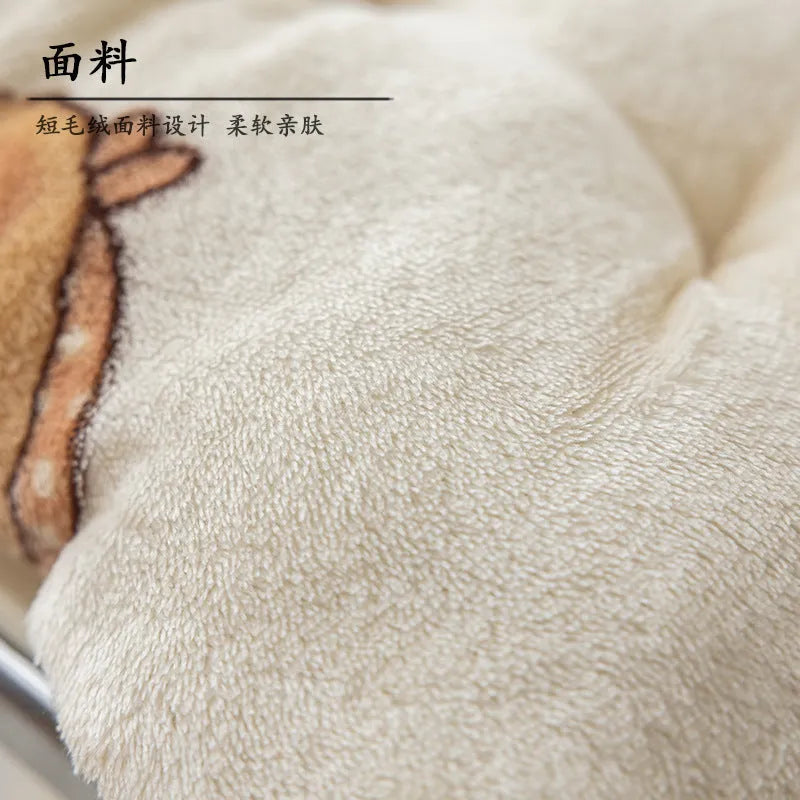 Thick plush seat cushion with cute bear head design, PP cotton filler, 40x40cm size