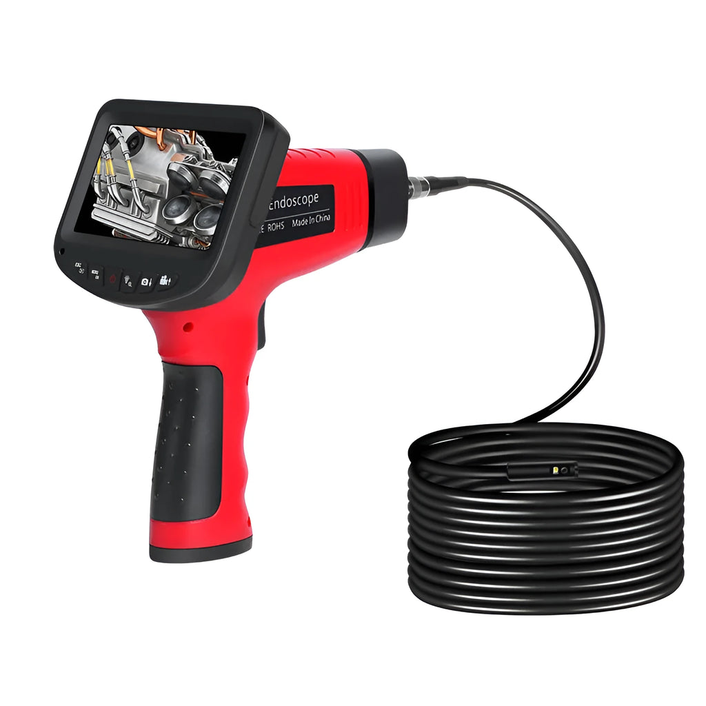 8.5mm dual lens endoscope inspection camera with LED lights and coiled cable