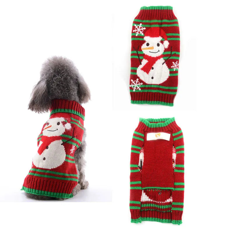 Christmas pompom dog sweater in acrylic knit for small pets multiple colours