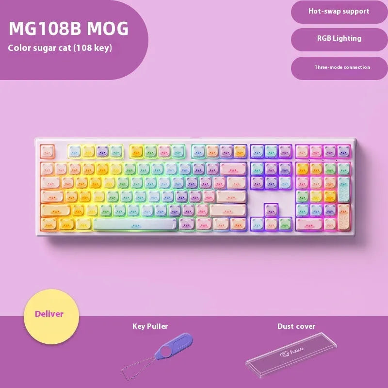 MG108B candy cat coloured mechanical keyboard with Bluetooth connectivity and piano shaft switches