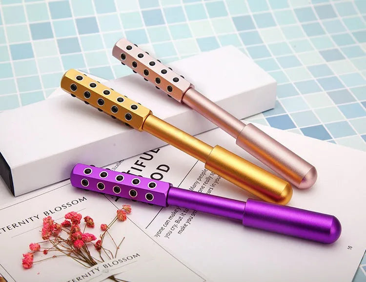 Purple germanium particles facial massage roller with 193 mm length for eye contour massage
