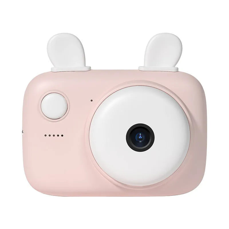 A2 Kids Photo Camera in macaron colours with 2.4-inch screen, dual lenses, and attached lanyard.