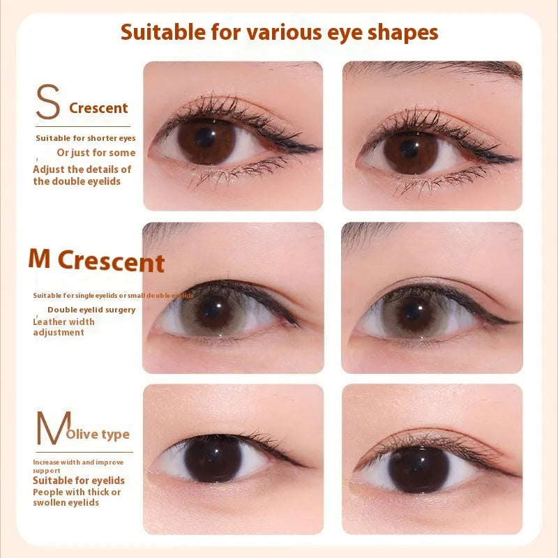 Pack of invisible lace double eyelid stickers showing 120 count and Crescent M, Crescent S, Olive M style options.