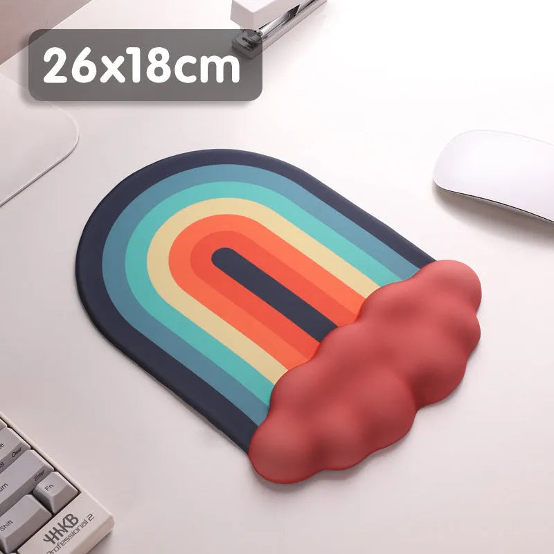 Silica gel wrist support mouse pad and keyboard support set with cloud pattern design