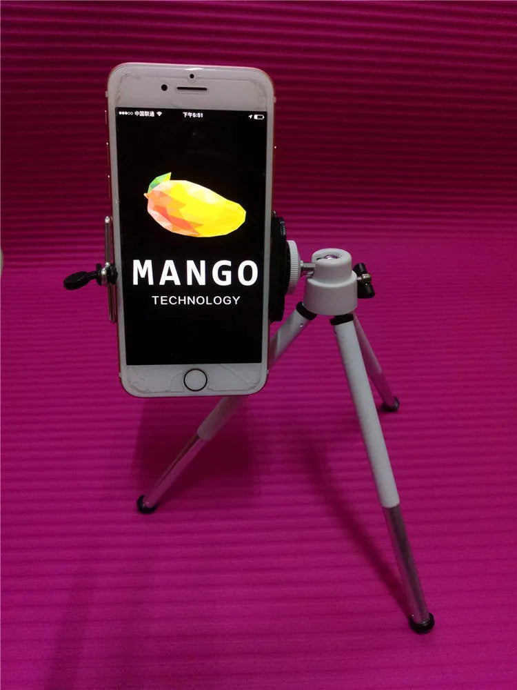 Desktop phone holder with two-section adjustable bracket in black or silver colour