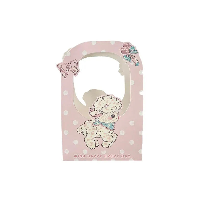 Lamb Paradise set of 3 white card handbag gift bags with floral decoration, 20x12x30cm, in Blueberry BAA colour