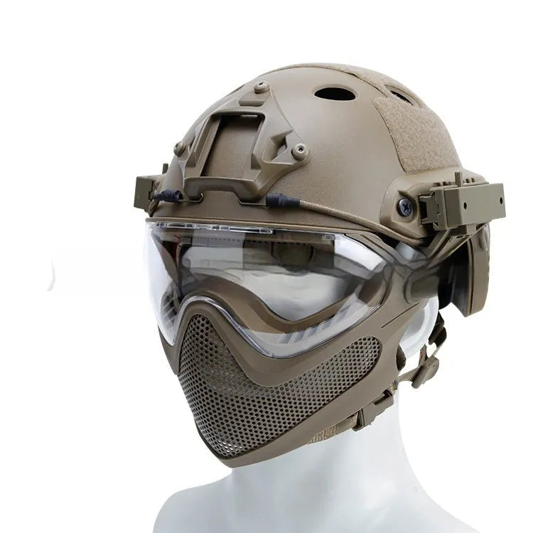Simple loading and unloading ABS integrated mask helmet in solid black colour