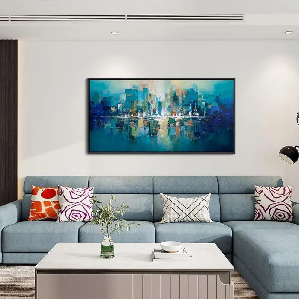Handmade oil painting abstract canvas wall art horizontal modern mural no frame