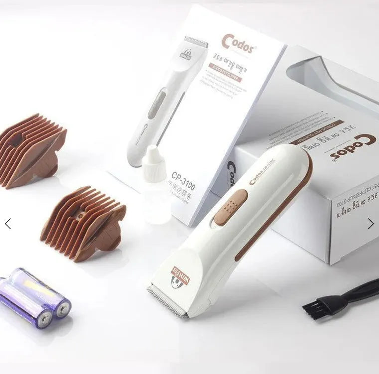 White pet electric hair clipper with ceramic blade for dog and cat grooming