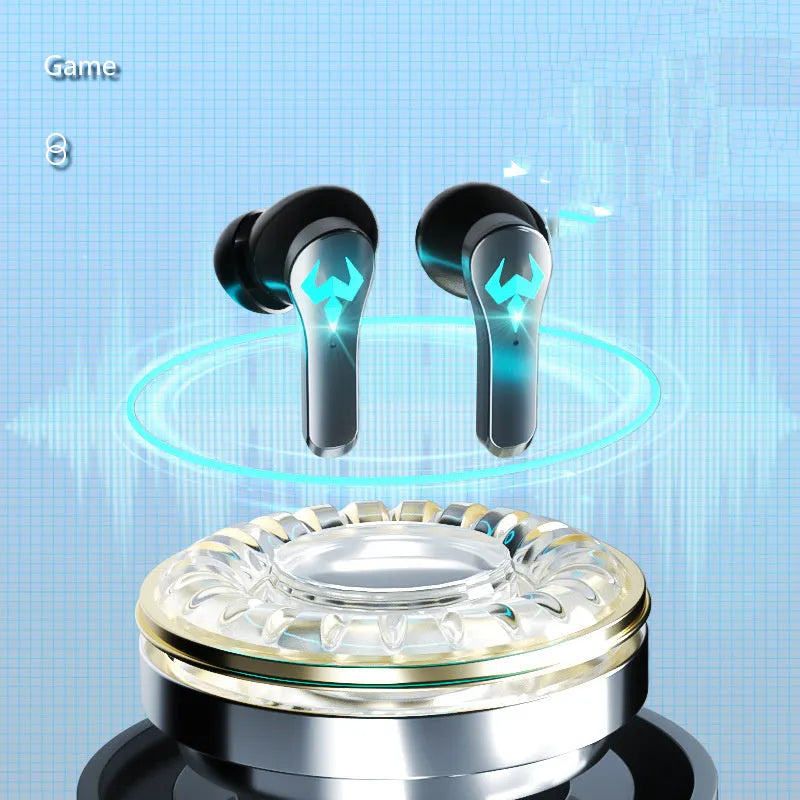 Black wireless in-ear sports stereo gaming headset with Bluetooth 5.0