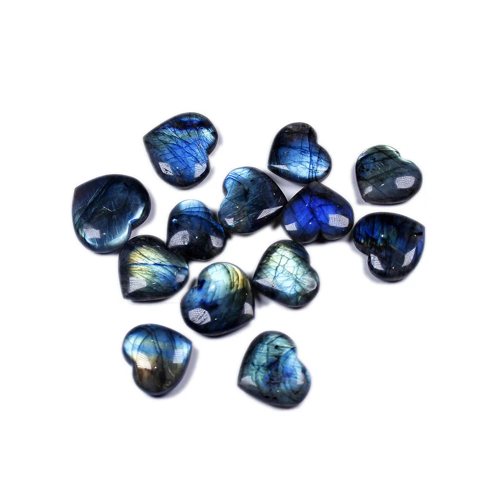 Natural pulled feldspar crystal heart pendant with ocean blue colour in modern simple style