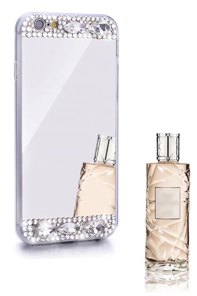 Rhinestone Huawei smartphone case in gold colour with waterproof silicone back cover