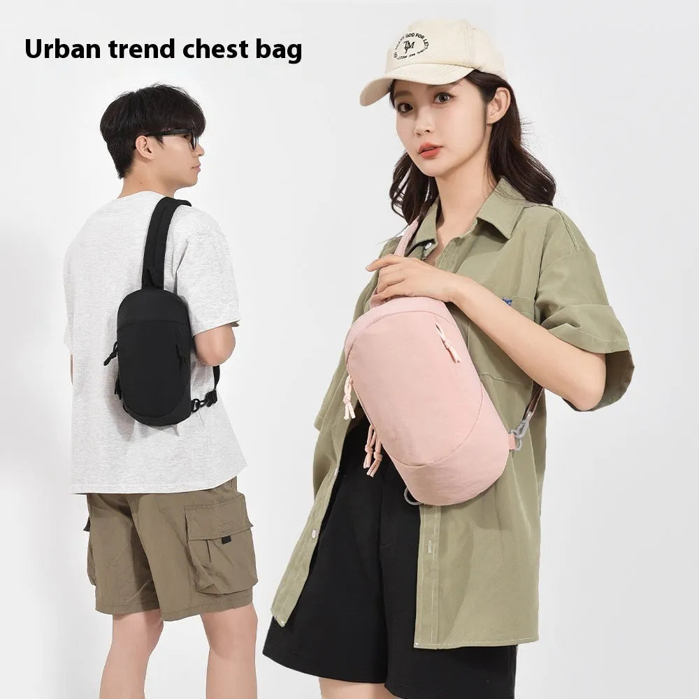 Outdoor crossbody bag in nylon with adjustable strap and mobile phone compartment
