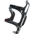 Black carbon fibre bicycle water bottle cage for road and mountain bikes.