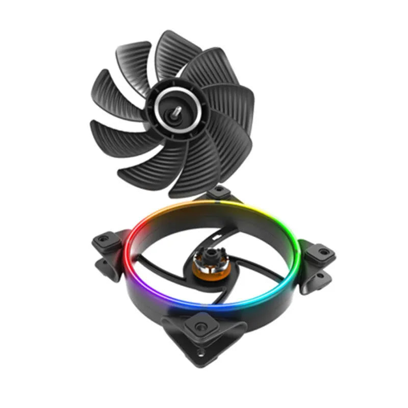 Three black 12cm PC case fans with RGB lighting blades and hydraulic bearings.