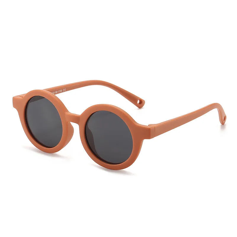 Children's silicone sunglasses for 0-3 year olds with round frames and UV400 protection