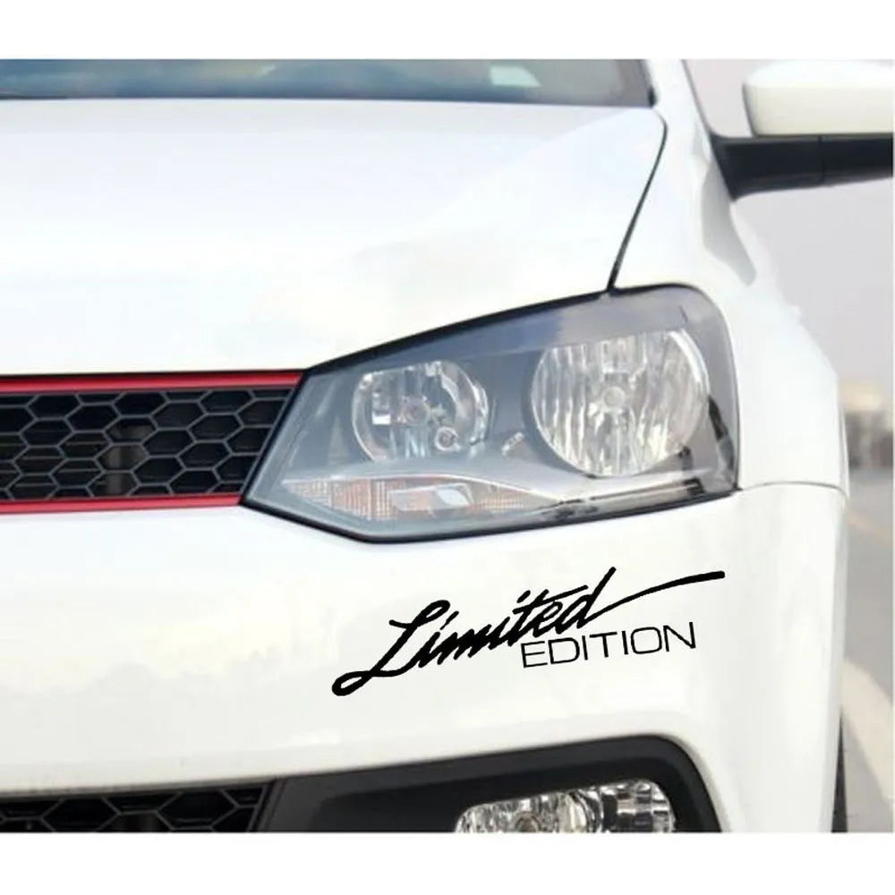 Reflective plastic bumper sticker in choice of black, white, or colourful finish, 16cm long by 3.8cm wide