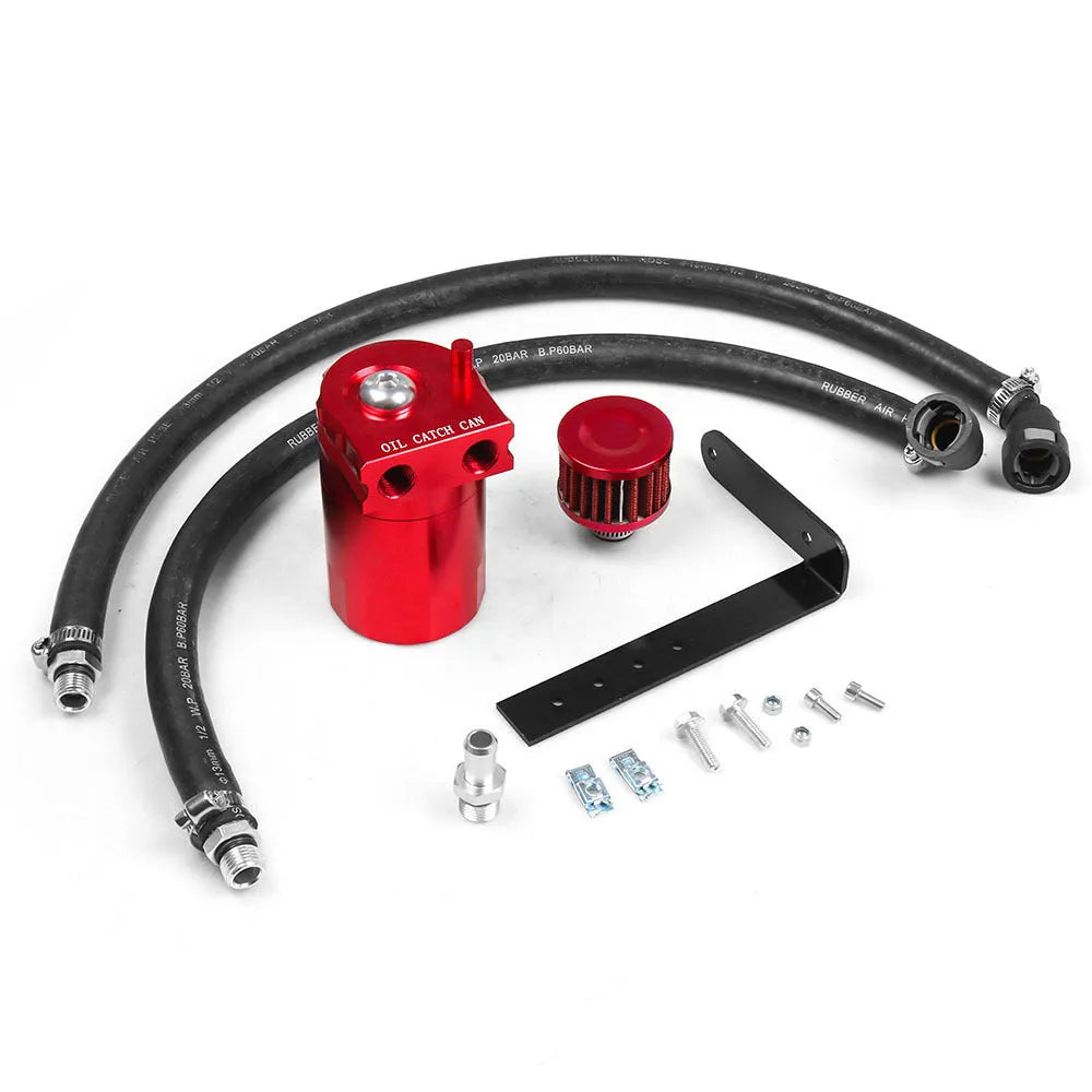 Aluminium alloy car oil separator for Ford Expedition in black, blue, red, and silver colours.