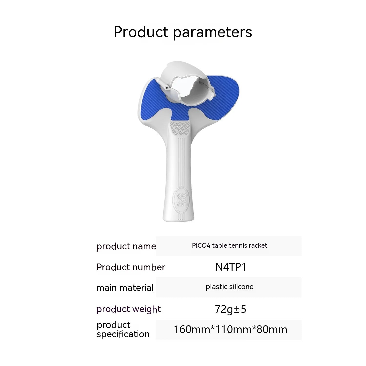 Red and blue plastic silicone table tennis racket hand grip accessory for Pico 4 VR controllers