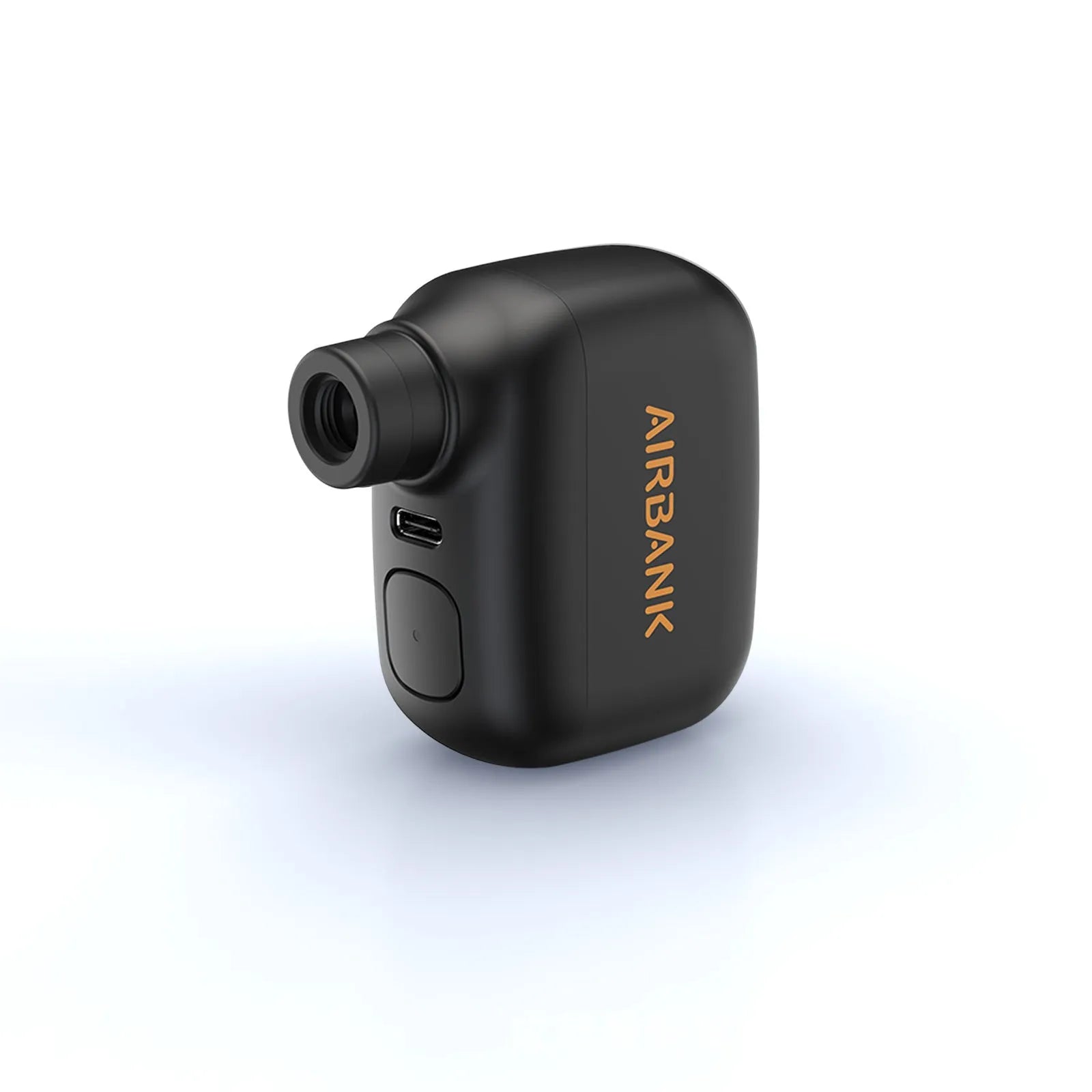 Black AS100 mini electric bicycle pump with USB cable and waterproof storage bag.