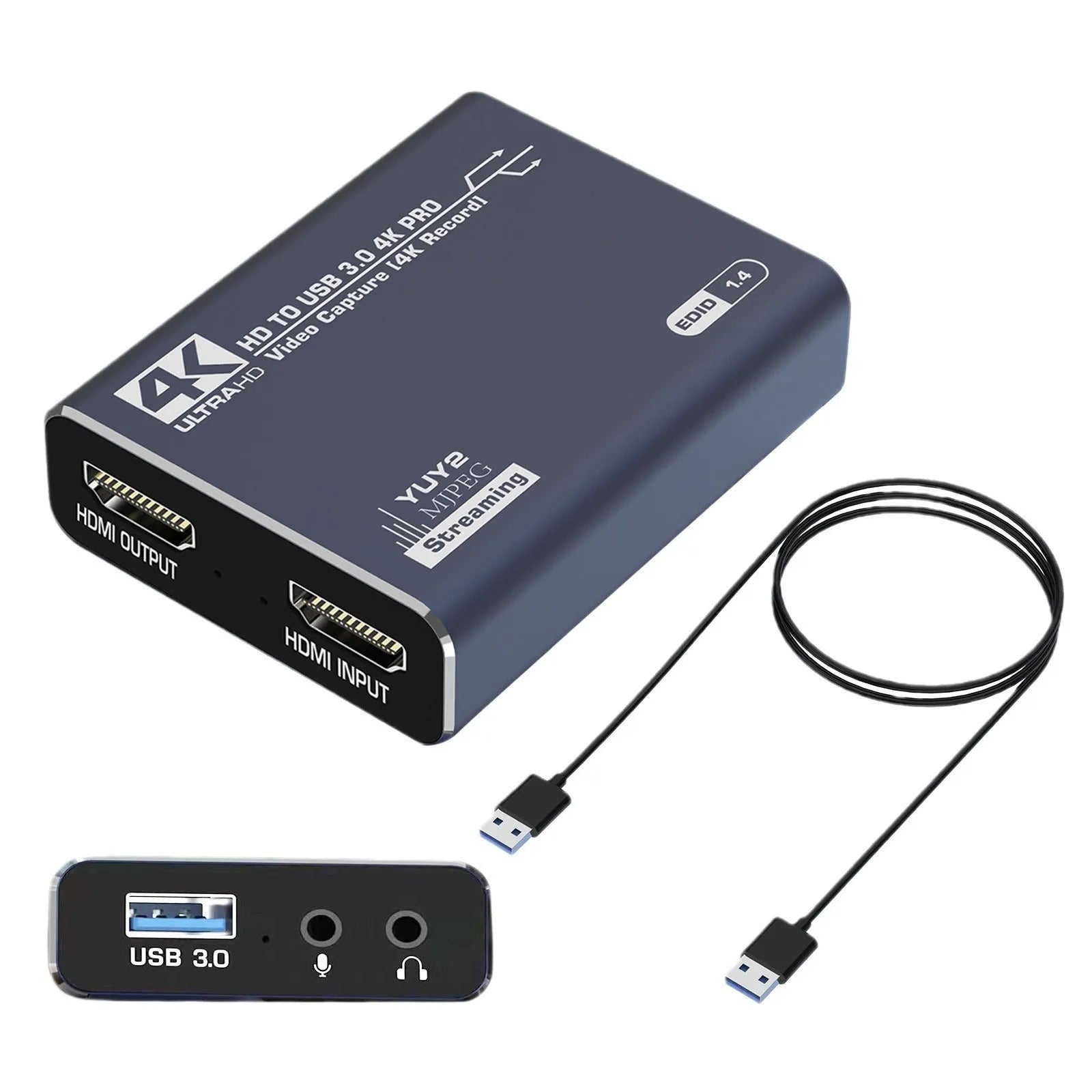 Black MS2131 4K set-top box with USB audio recording and 1080p output