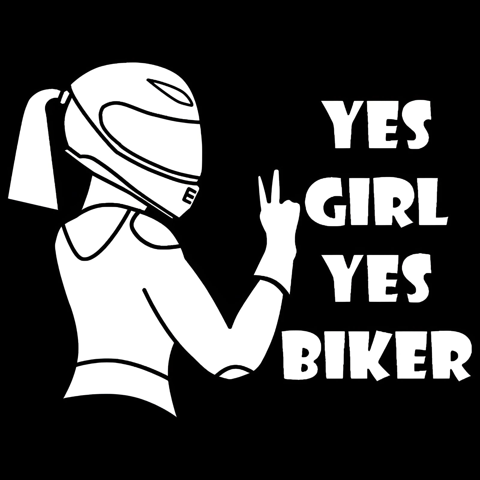 Cool Girl Rider design car waterproof sticker in PET material measuring 16cm by 15cm