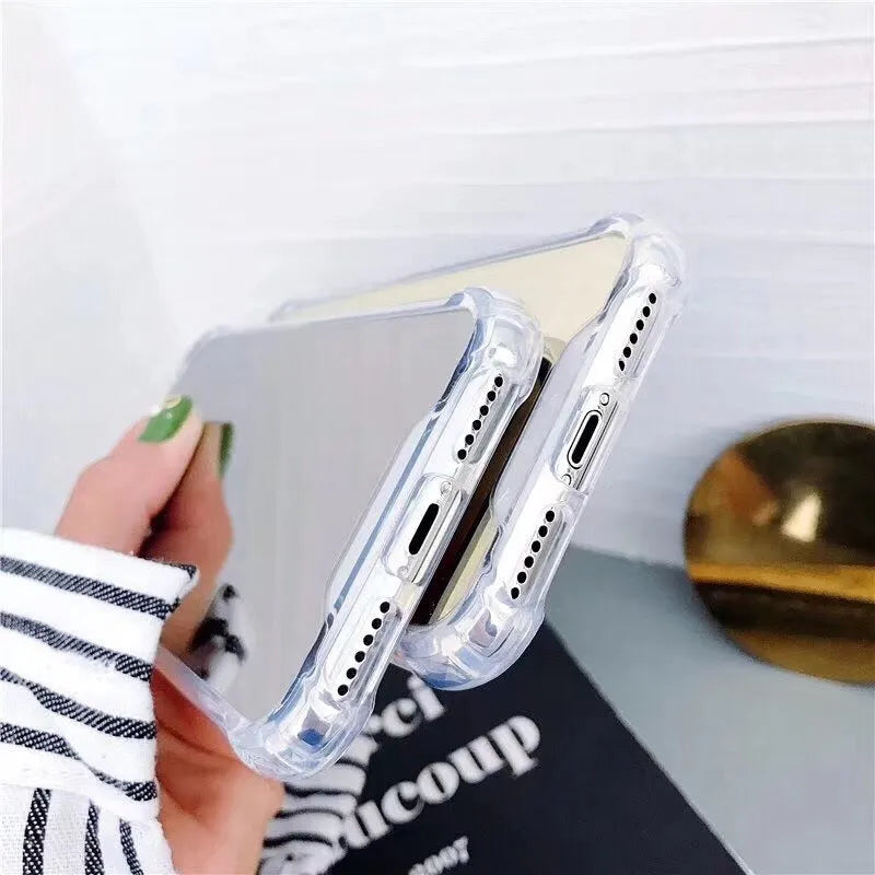 Transparent TPU protective case for iPhone showing phone's colour through clear back.