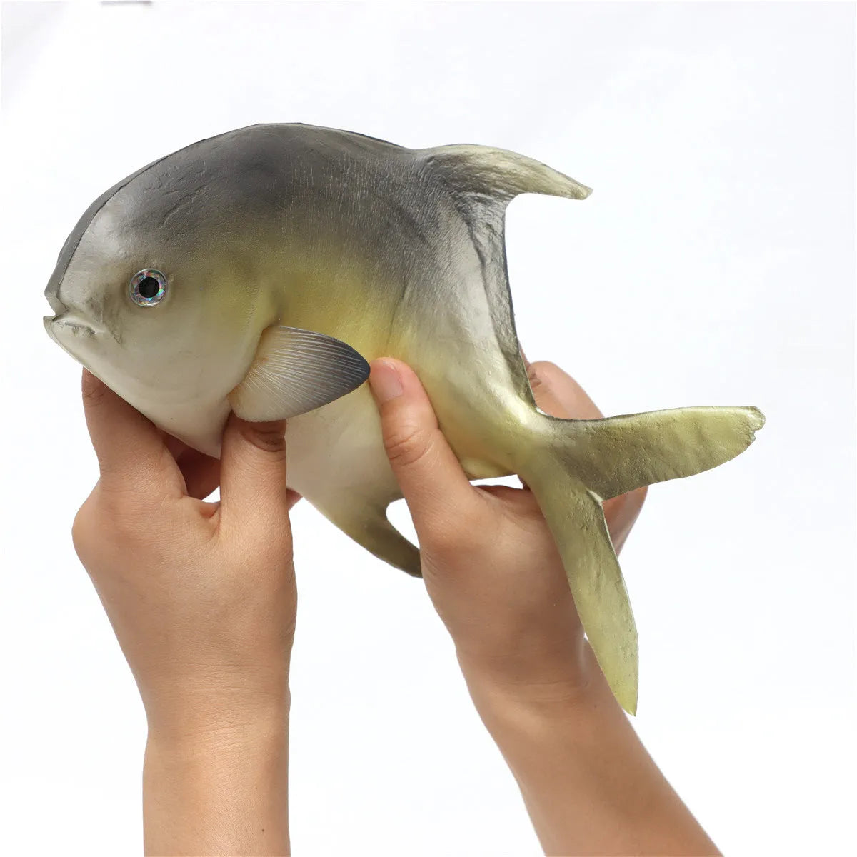 PU simulated fish ocean animal model ornament in yellow-fin tuna design on a plain background.