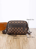 Men's geometric pattern shoulder messenger bag in black PU leather with large capacity design