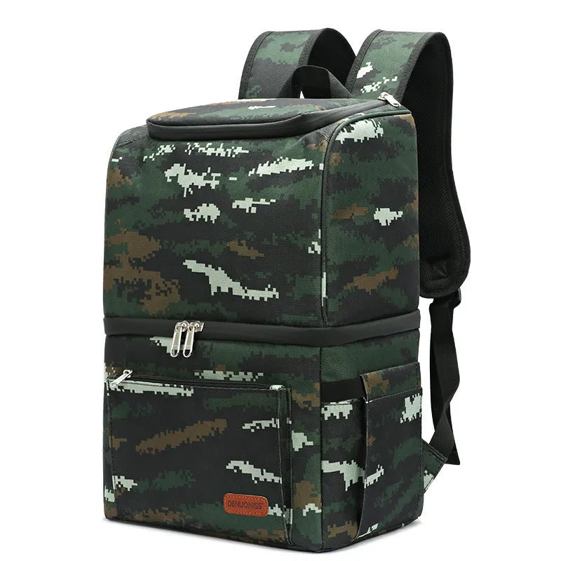 Double layer insulated waterproof backpack in Oxford cloth with 22L capacity available in camouflage and solid colours