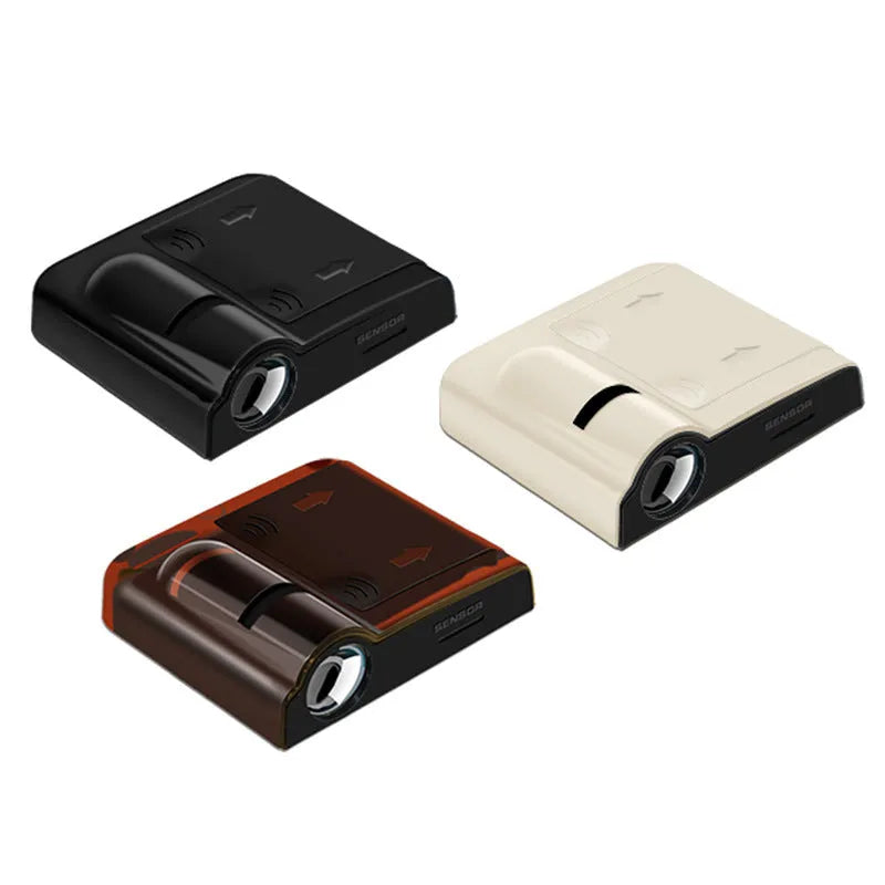 Universal black or beige ABS plastic car projection lamp with clip, shown at 6.5cm long.