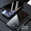 Black magnetic privacy glass phone case for iPhone with anti-spy tempered glass screen protector.
