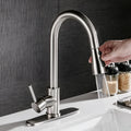 Brushed copper pull-out kitchen faucet with stainless steel body, single handle, and wire-drawn finish