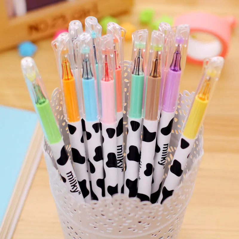 Cow colour gel pen set with 0.38mm tips and 12 different colour refills