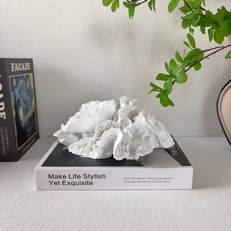 OffWhite Nordic artificial coral ornament made from resin and plastic for modern home decor