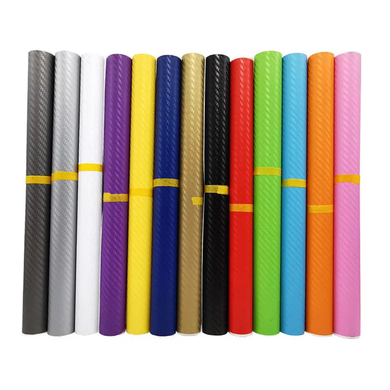 Carbon fibre sticker roll with 3D stereo texture in eight colour options for car decoration
