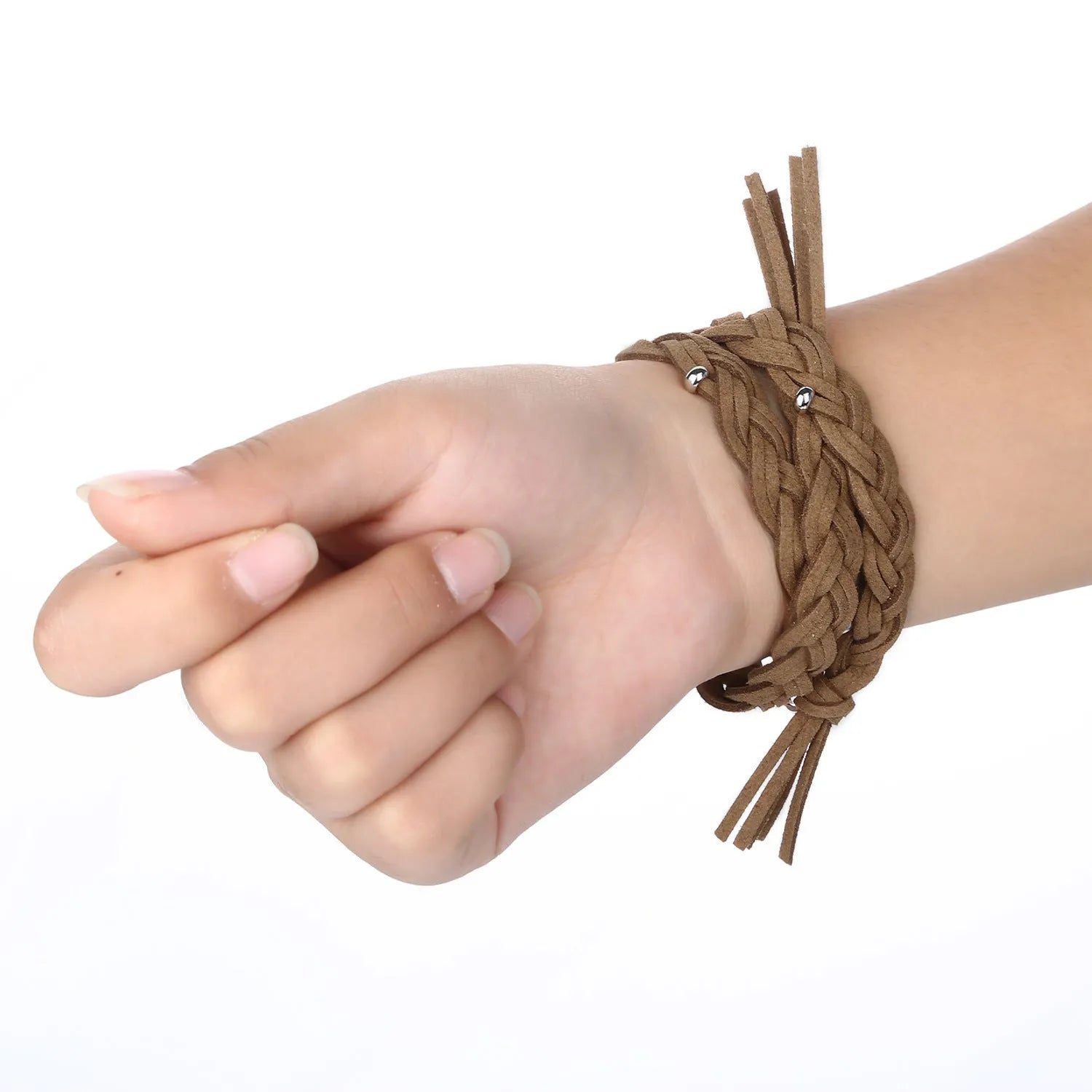 Genuine leather cord braided smart watch strap for iWatch in Black, Brown, Dark Brown, Green, Pink, and Red sizes 38/40/41mm and 42/44/45mm