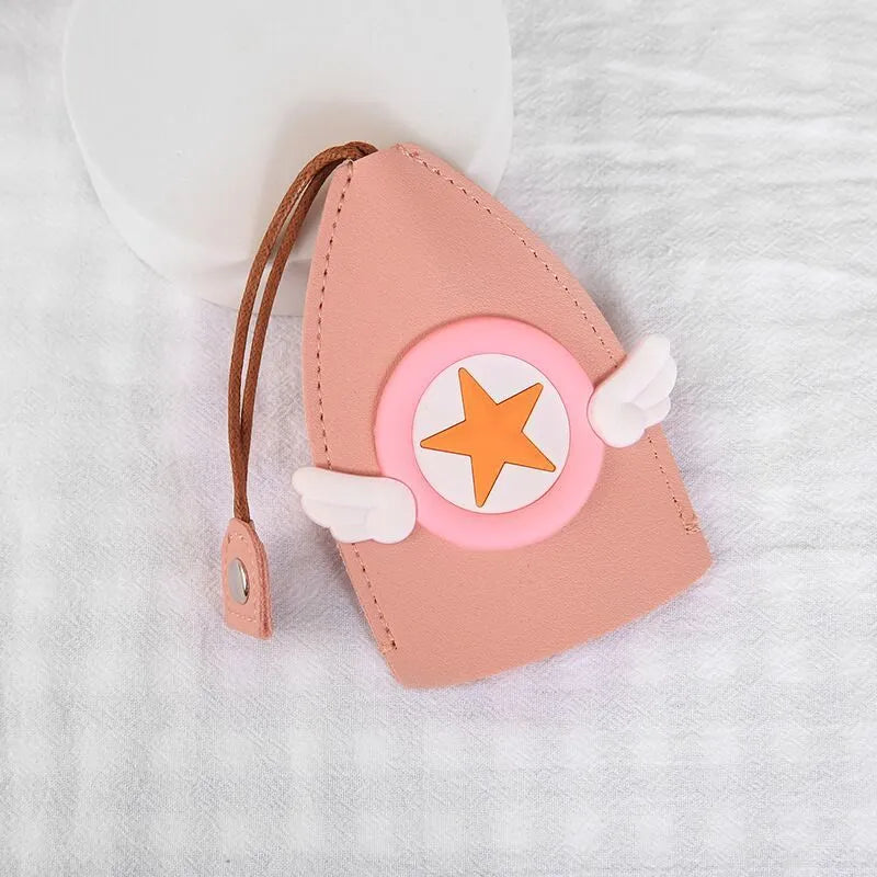 Colourful cartoon character PU leather pull-out key case for car keys, approximately 14 by 7.5 cm