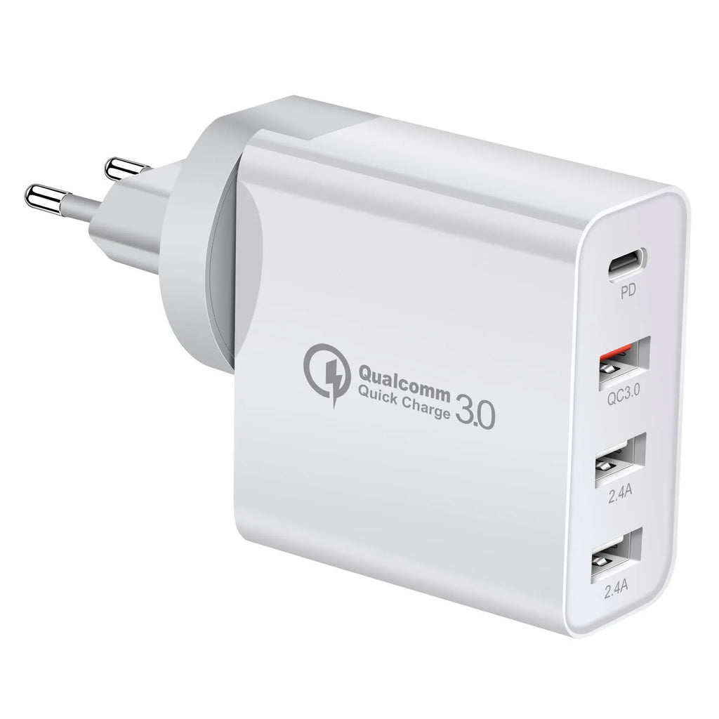 48wpd four-port USB-C fast charger with Power Delivery and indication lights